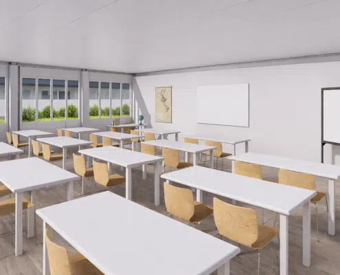 Vue extérieure du Salle de Classe 3 Modules Maison ECO 3