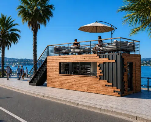 Vue extérieure du Snack Terrazza – 14 m² + 14 m² de Terrasse Maison ECO 3